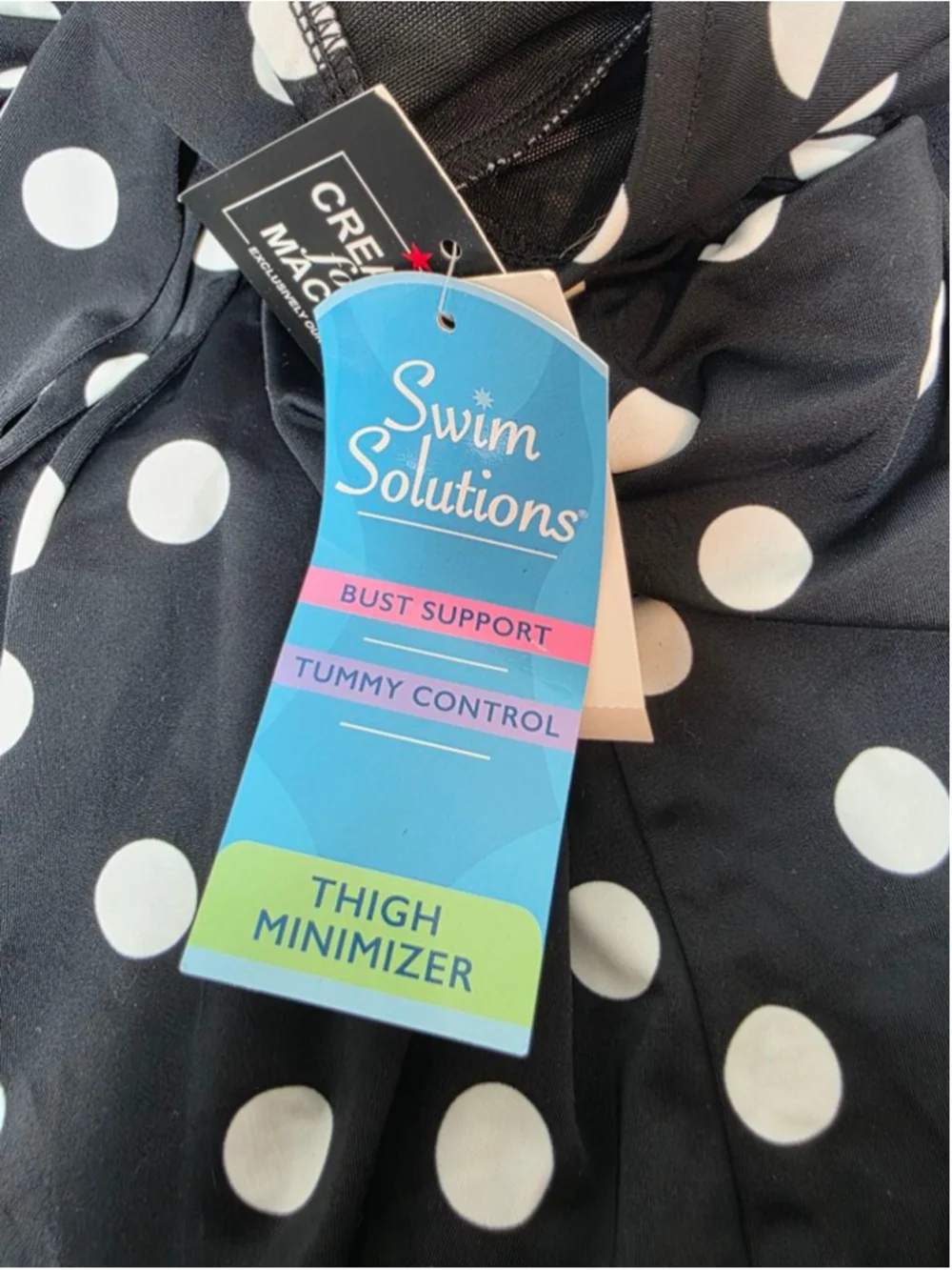 Swim Solutions Black White Polka Dot Swimdress One Piece Tummy Control 20W NWT - Picture 7 of 8